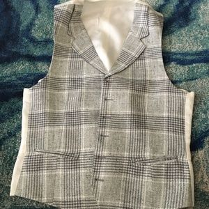 SUITSUPPLY Grey Windowpane Houndstooth Vest 36